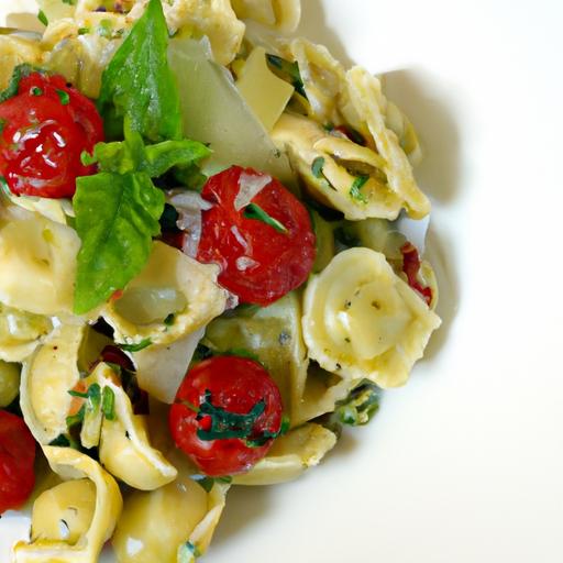 bursting Flavors: pesto Tortellini with Cherry tomatoes