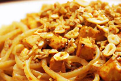 Creamy Peanut Butter Noodles with Crispy Tofu Delight