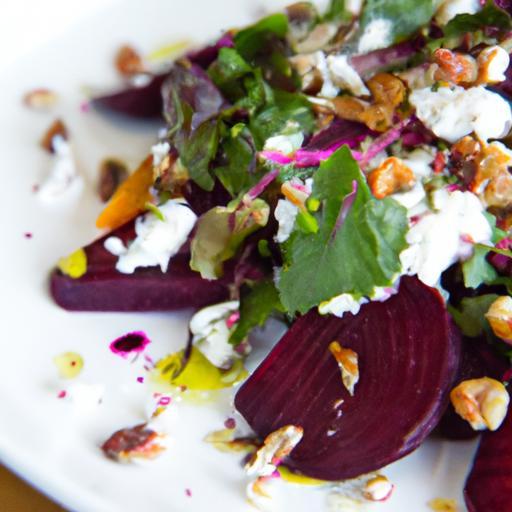 Earthy Roasted Beet Salad with Creamy Goat Cheese & Nuts
