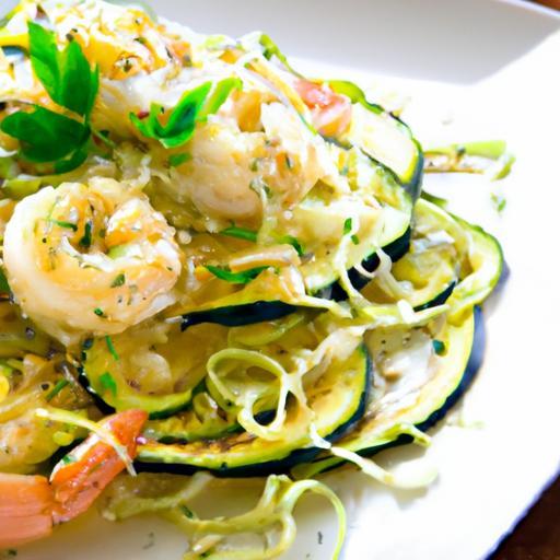 Savor Garlic Butter Shrimp Over Light Zucchini Noodles