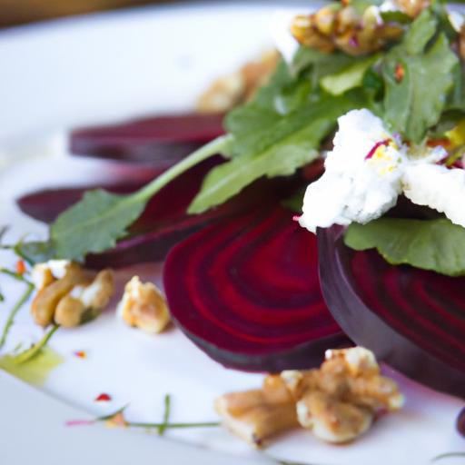 Earthy Roasted Beet Salad with Creamy Goat Cheese & nuts
