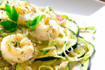 Savor Garlic Butter Shrimp Over Light Zucchini Noodles