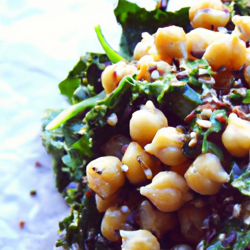 Zesty Kale, ⁣Quinoa & Chickpea Salad with Lemon Vinaigrette