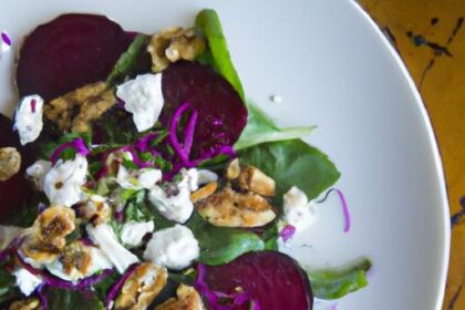 Earthy Roasted Beet Salad with Creamy Goat Cheese & Crunchy Walnuts