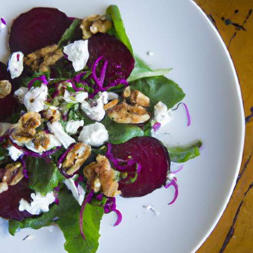 Earthy Roasted Beet Salad with Creamy Goat Cheese & Crunchy Walnuts