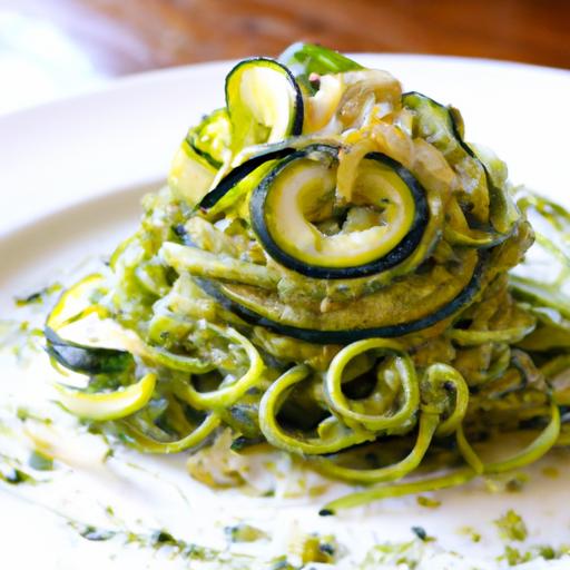 Zesty ⁤Zucchini noodles with Fresh Homemade Pesto delight