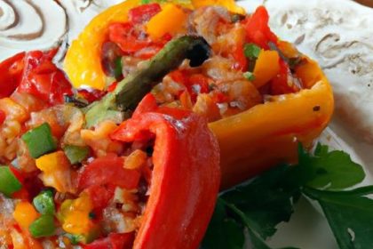 Flavor-Packed Stuffed Bell Peppers with Rice & Beans Delight