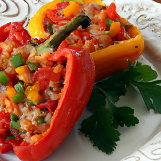 Flavor-Packed Stuffed Bell Peppers with Rice & Beans Delight